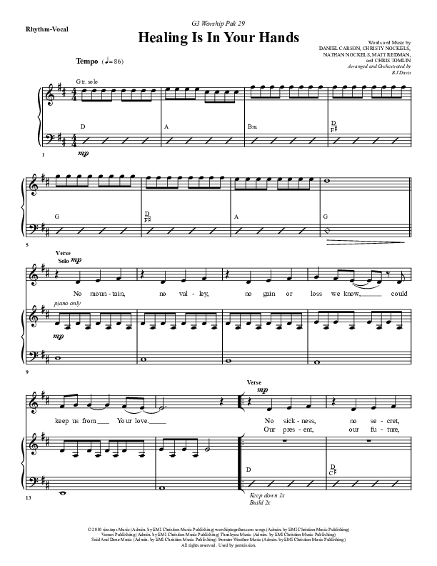 Healing Is In Your Hands Rhythm/Vocal (G3 Worship)