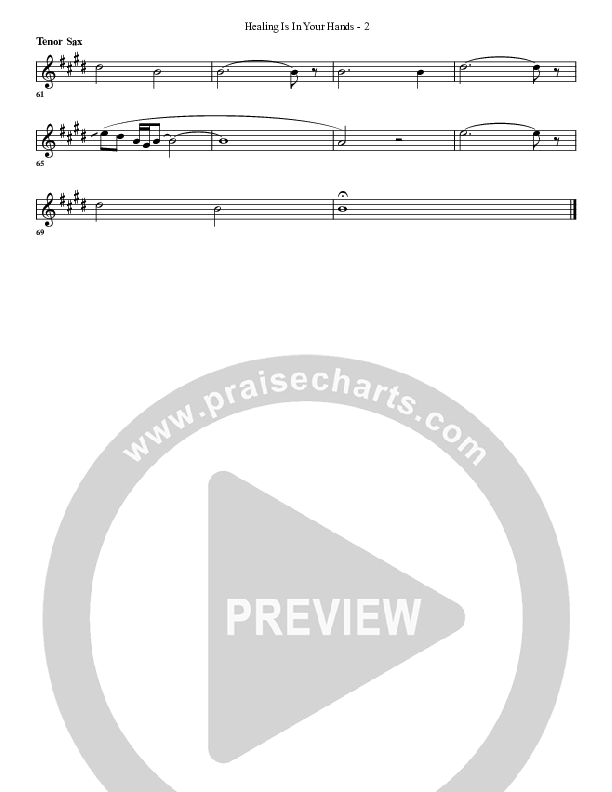 Healing Is In Your Hands Tenor Sax 2 (G3 Worship)