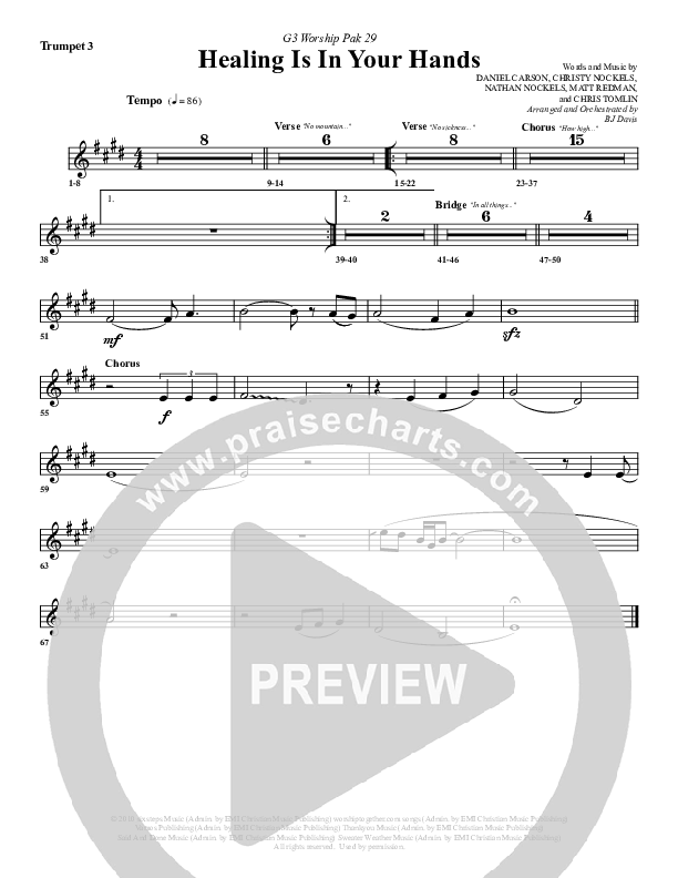 Healing Is In Your Hands Trumpet 3 (G3 Worship)
