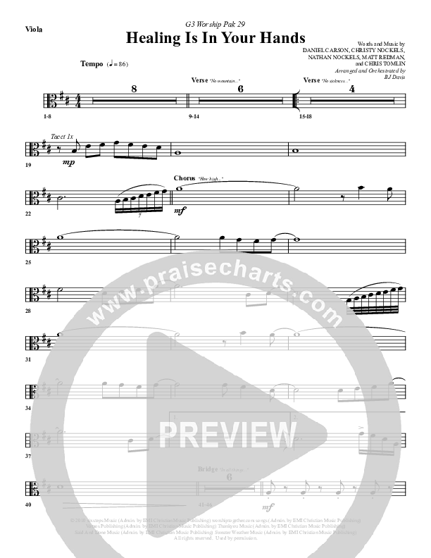 Healing Is In Your Hands Viola (G3 Worship)