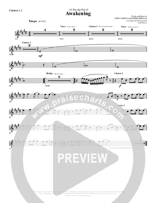 Awakening Clarinet 1/2 (G3 Worship)