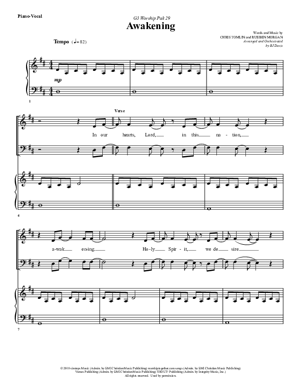 Awakening Piano/Vocal (G3 Worship)