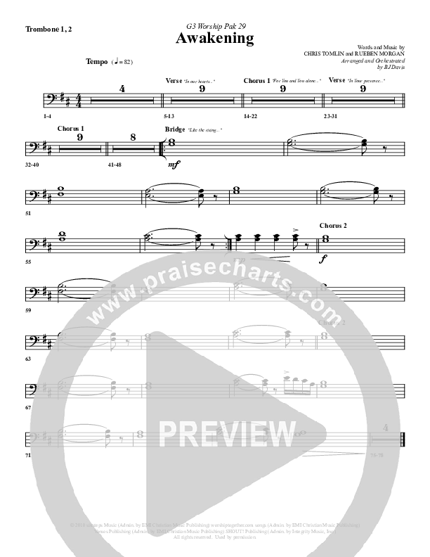 Awakening Trombone 1/2 (G3 Worship)