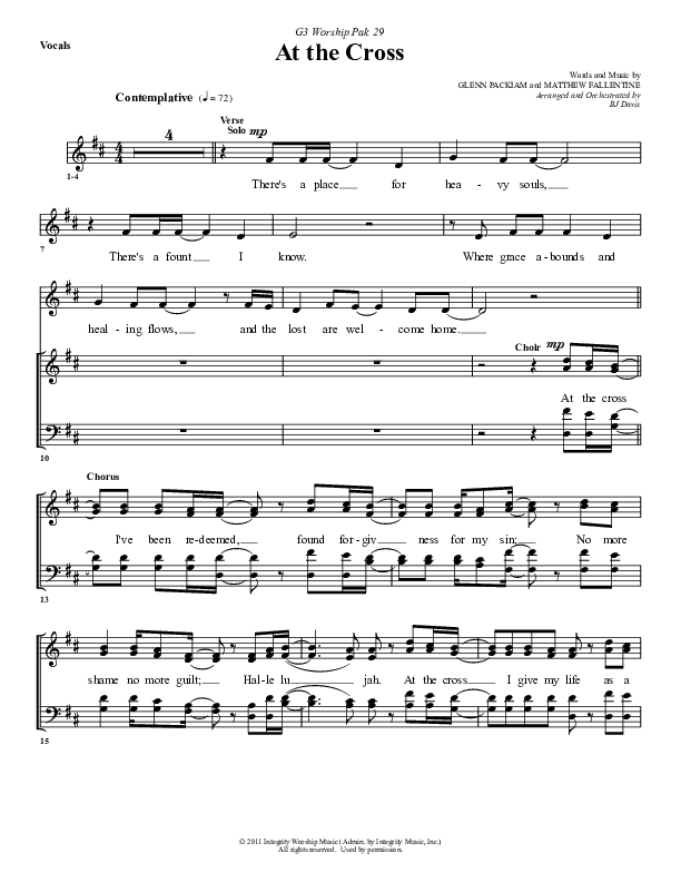 At The Cross Choir Sheet (G3 Worship)