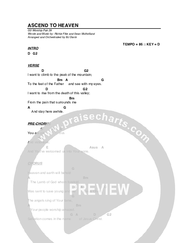 Ascend To Heaven Chords & Lyrics (G3 Worship)