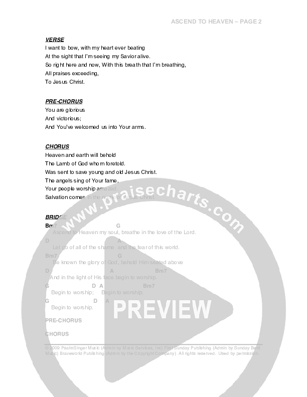 Ascend To Heaven Chords & Lyrics (G3 Worship)