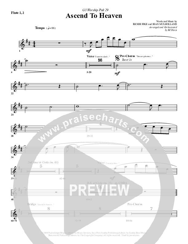 Ascend To Heaven Flute 1/2 (G3 Worship)