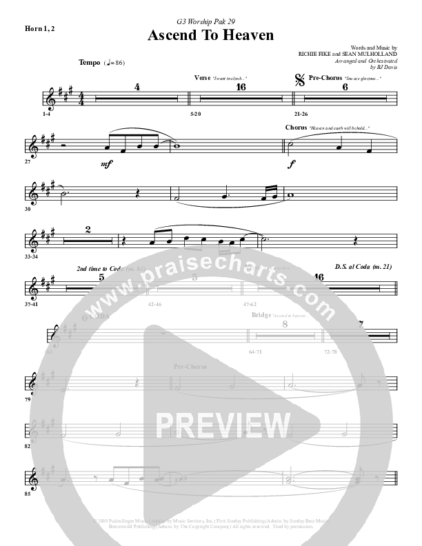 Ascend To Heaven French Horn 1/2 (G3 Worship)