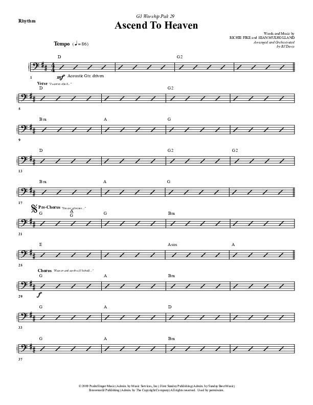 Ascend To Heaven Rhythm Chart (G3 Worship)