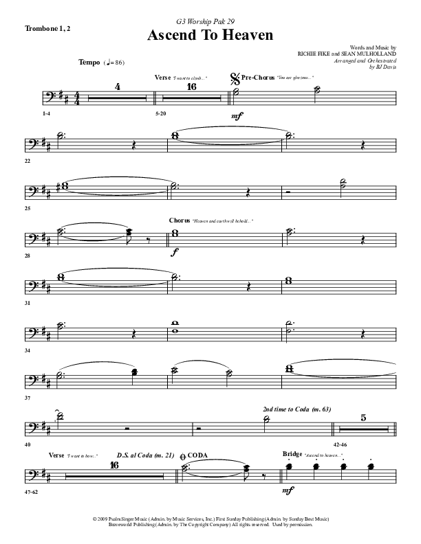 Ascend To Heaven Trombone 1/2 (G3 Worship)