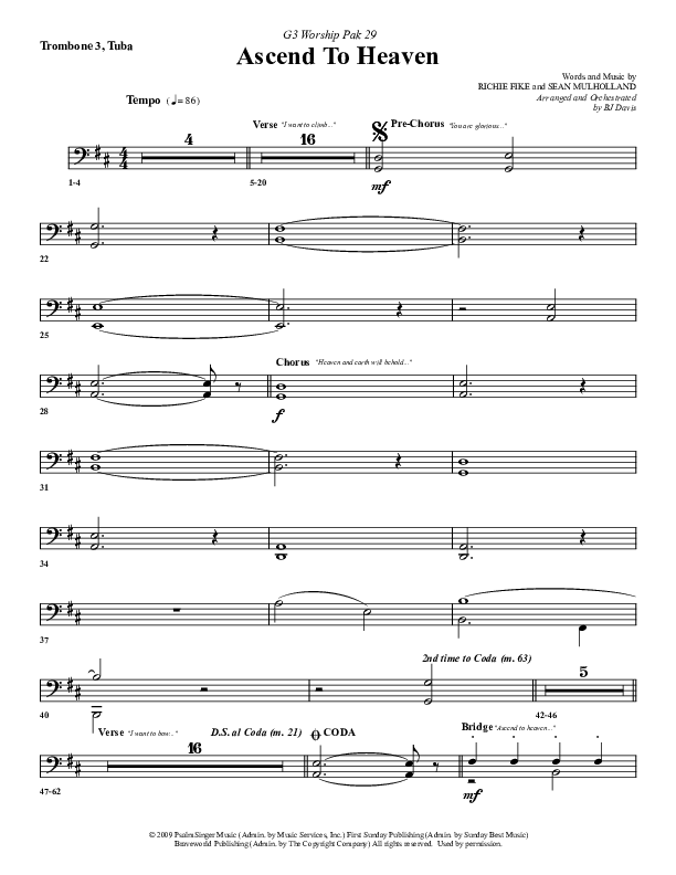 Ascend To Heaven Trombone 3/Tuba (G3 Worship)