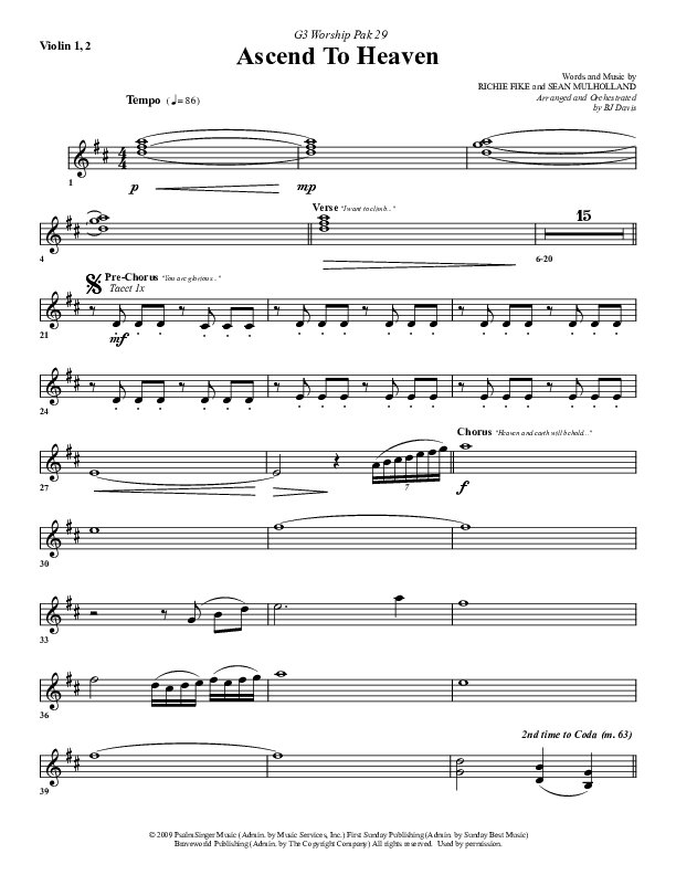 Ascend To Heaven Violin 1/2 (G3 Worship)