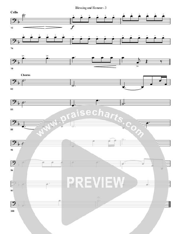 Blessing And Honour Cello (G3 Worship)