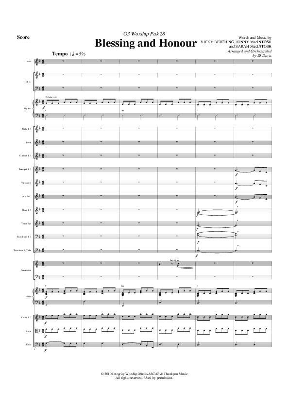 Blessing And Honour Orchestration (G3 Worship)