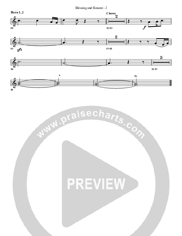 Blessing And Honour French Horn 1/2 (G3 Worship)