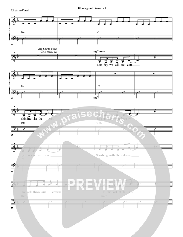 Blessing And Honour Rhythm/Vocal (G3 Worship)