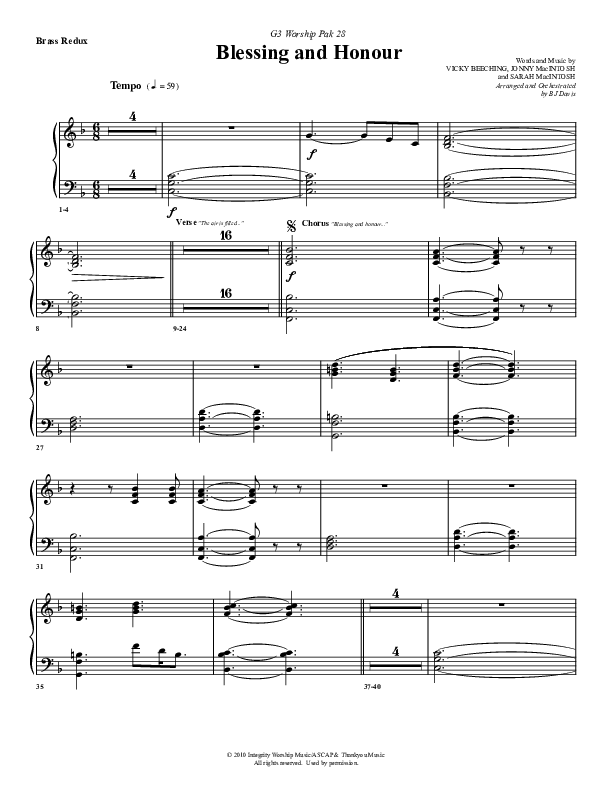 Blessing And Honour Synth Brass (G3 Worship)