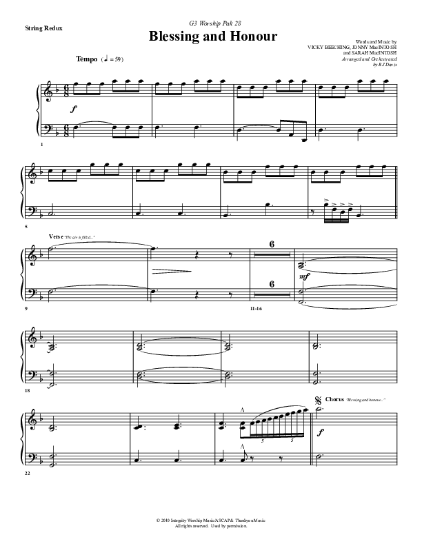 Blessing And Honour Synth Strings (G3 Worship)