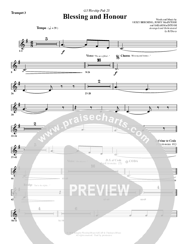 Blessing And Honour Trumpet 3 (G3 Worship)
