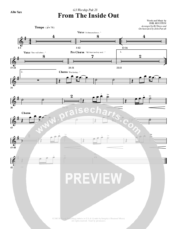 From The Inside Out Alto Sax (G3 Worship)