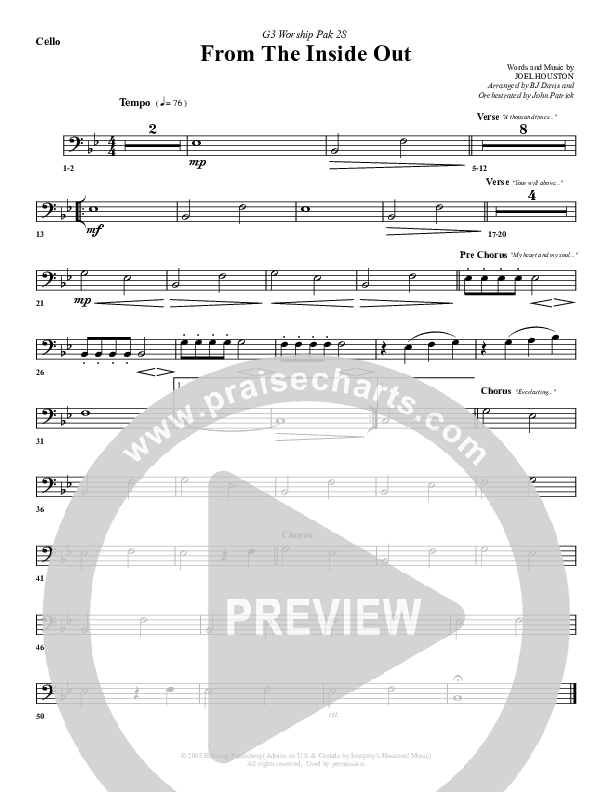 From The Inside Out Cello (G3 Worship)