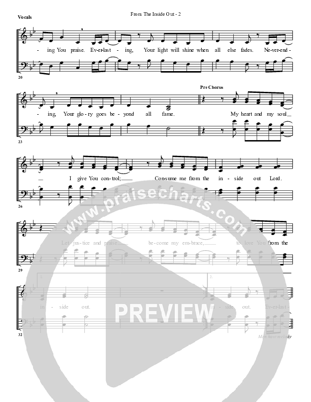 From The Inside Out Choir Sheet (G3 Worship)