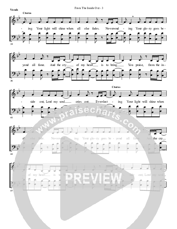 From The Inside Out Choir Sheet (G3 Worship)
