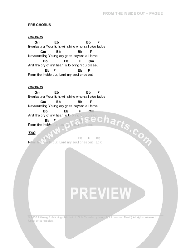 From The Inside Out Chord Chart (G3 Worship)