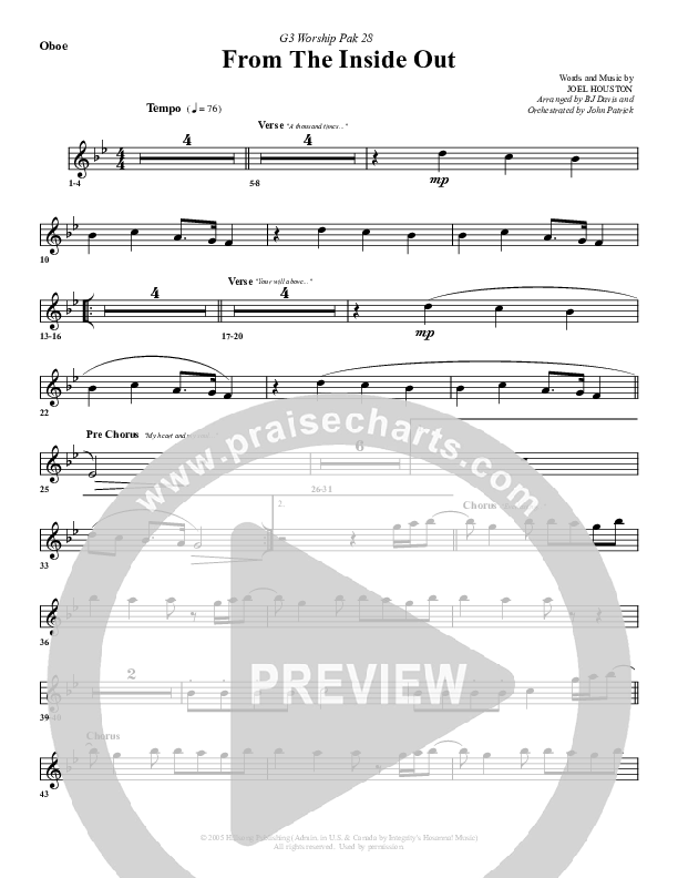 From The Inside Out Oboe (G3 Worship)