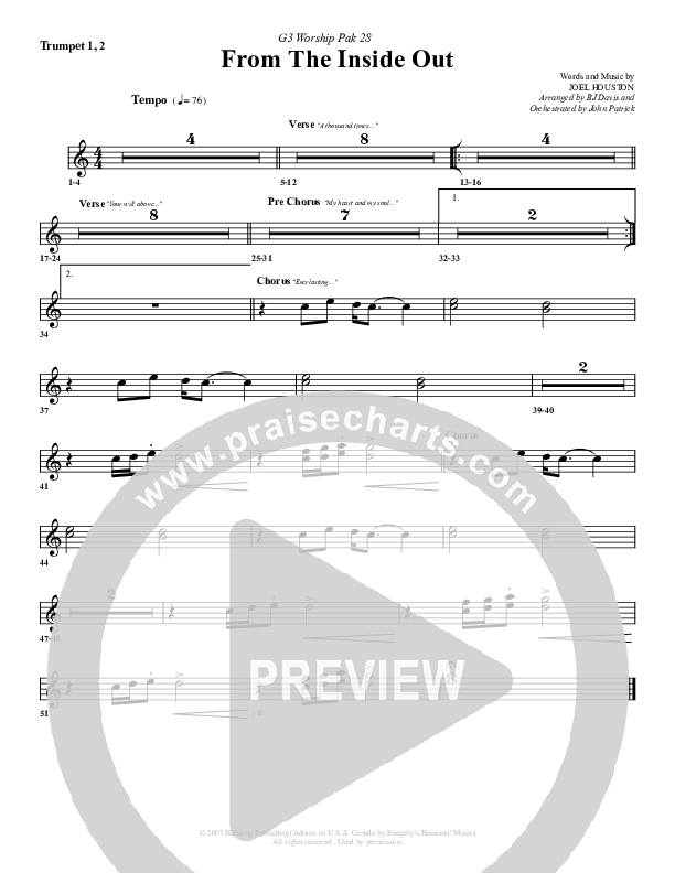 From The Inside Out Trumpet 1,2 (G3 Worship)