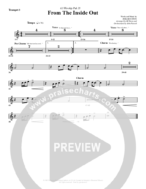 From The Inside Out Trumpet 3 (G3 Worship)