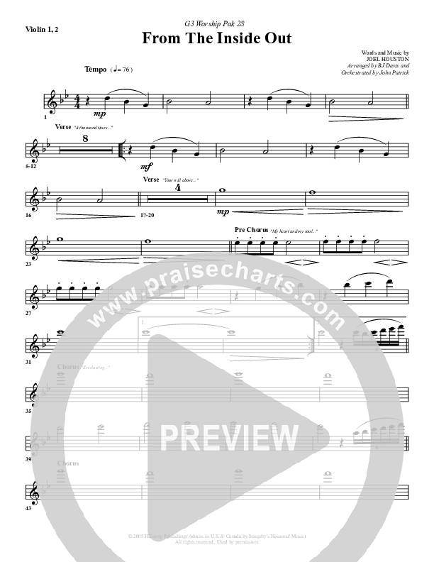From The Inside Out Violin 1/2 (G3 Worship)