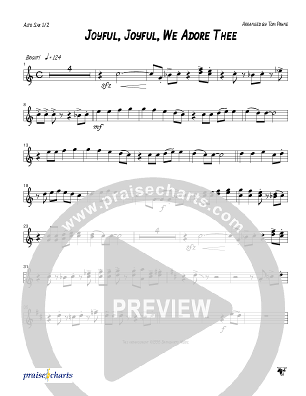 Joyful Joyful We Adore Thee (Instrumental) Alto Sax 1/2 (Tom Payne)