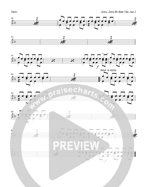 Joyful Joyful We Adore Thee (Instrumental) Drum Set (Tom Payne)