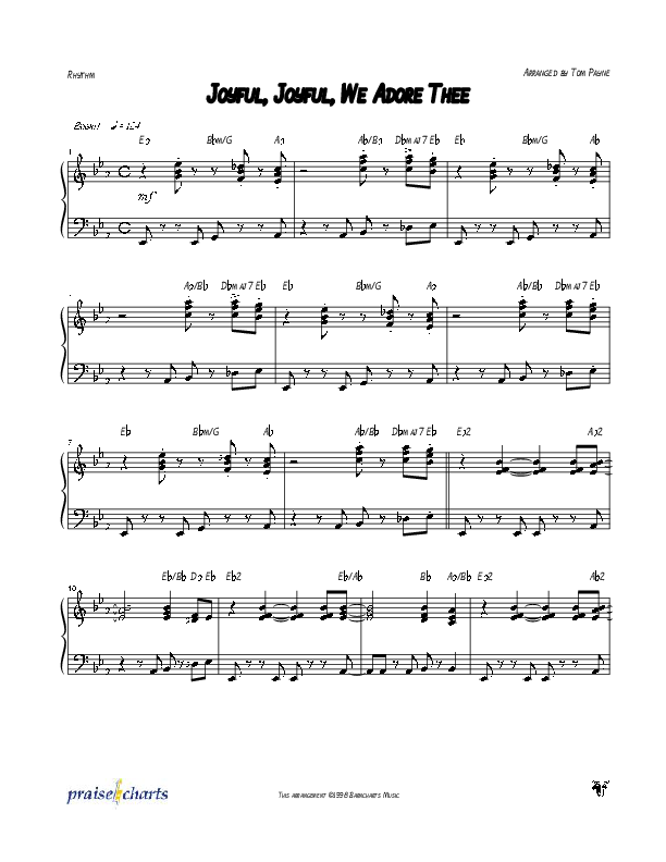 Joyful Joyful We Adore Thee (Instrumental) Rhythm Chart (Tom Payne)