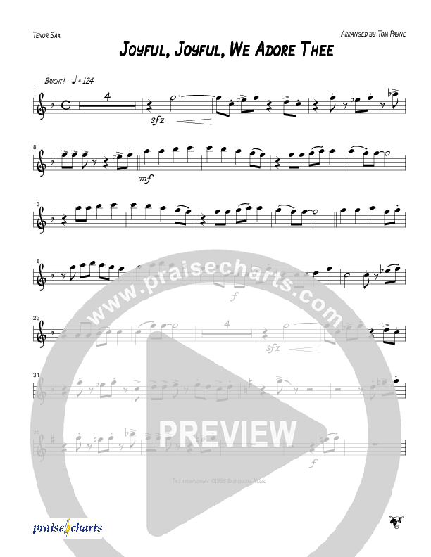 Joyful Joyful We Adore Thee (Instrumental) Tenor Sax 2 (Tom Payne)