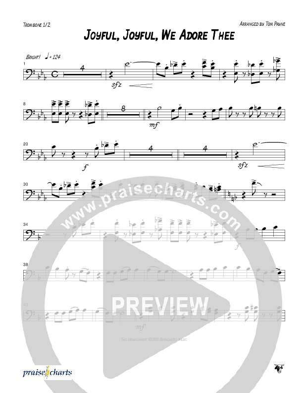 Joyful Joyful We Adore Thee (Instrumental) Trombone 1/2 (Tom Payne)