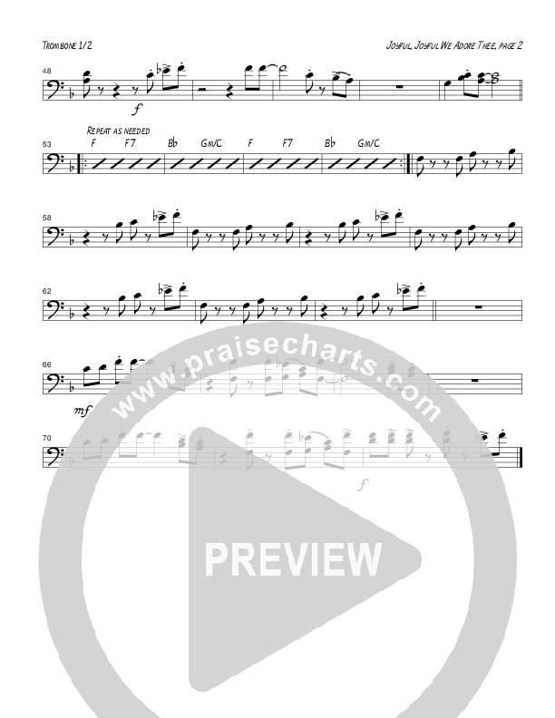 Joyful Joyful We Adore Thee (Instrumental) Trombone 1/2 (Tom Payne)