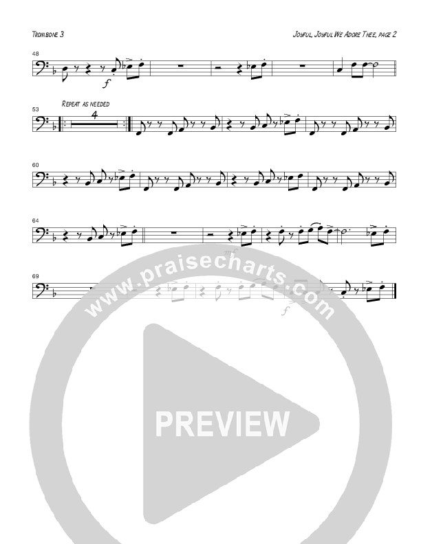 Joyful Joyful We Adore Thee (Instrumental) Trombone 3 (Tom Payne)