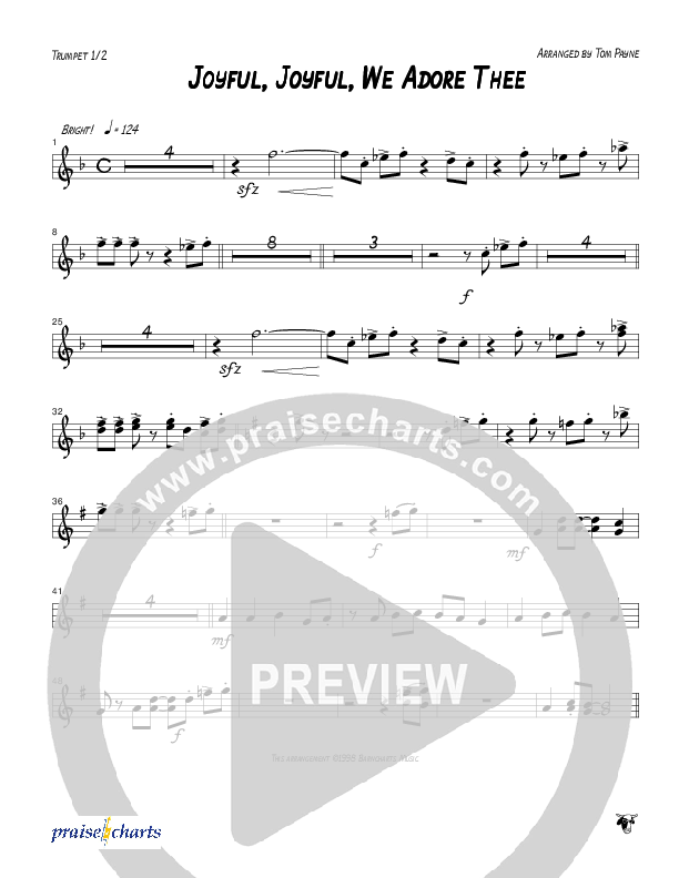 Joyful Joyful We Adore Thee (Instrumental) Trumpet 1,2 (Tom Payne)