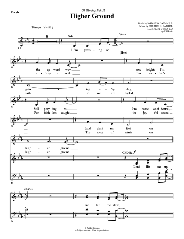 Higher Ground Choir Sheet (G3 Worship)