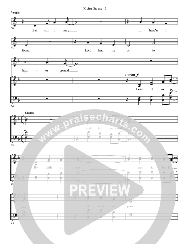 Higher Ground Choir Sheet (G3 Worship)