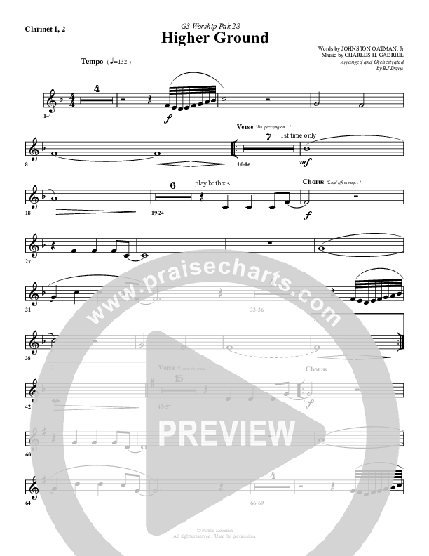 Higher Ground Clarinet 1/2 (G3 Worship)