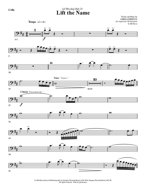 Lift The Name Cello (G3 Worship)