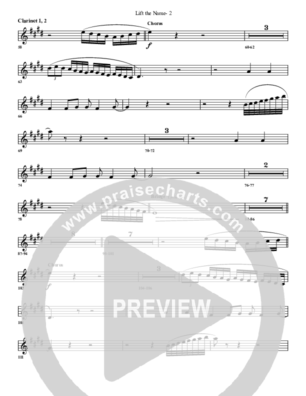 Lift The Name Clarinet 1/2 (G3 Worship)