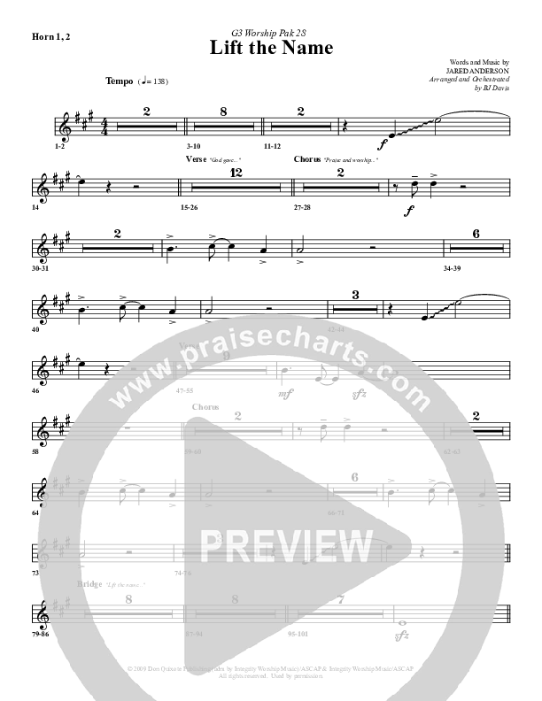 Lift The Name French Horn 1/2 (G3 Worship)