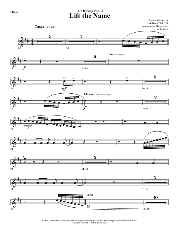 Lift The Name Oboe (G3 Worship)
