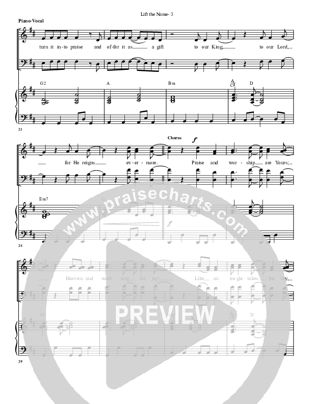 Lift The Name Piano/Vocal (G3 Worship)