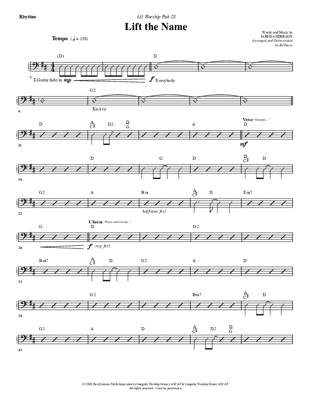 Lift The Name Rhythm Chart (G3 Worship)