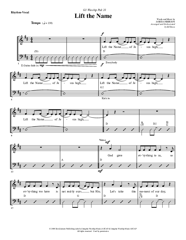 Lift The Name Rhythm/Vocal (G3 Worship)